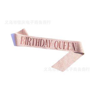 Birthday queen Sash with headband Party Decorations Birthday Gift pink